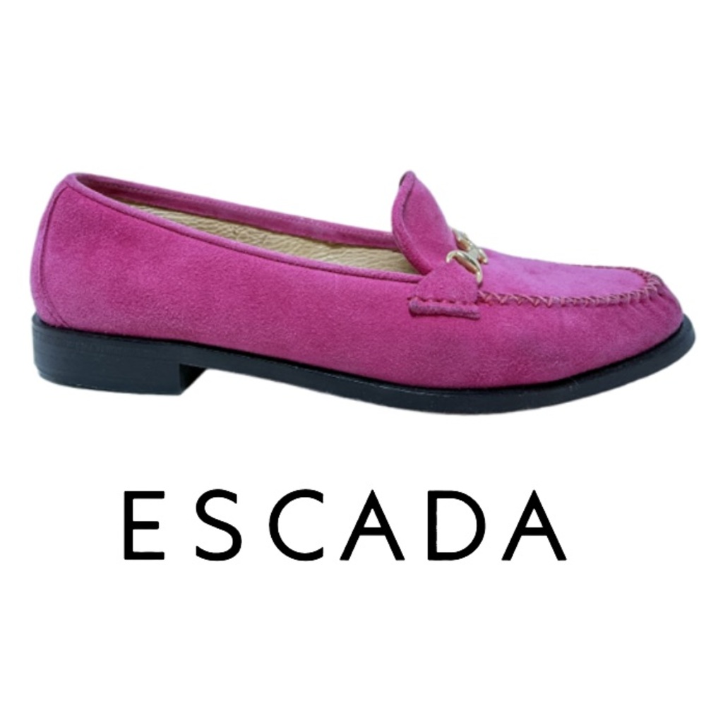 ESCADA | Handsewn Italian Moccasins Loafers Pink Suede Office Career Preppy VTG
